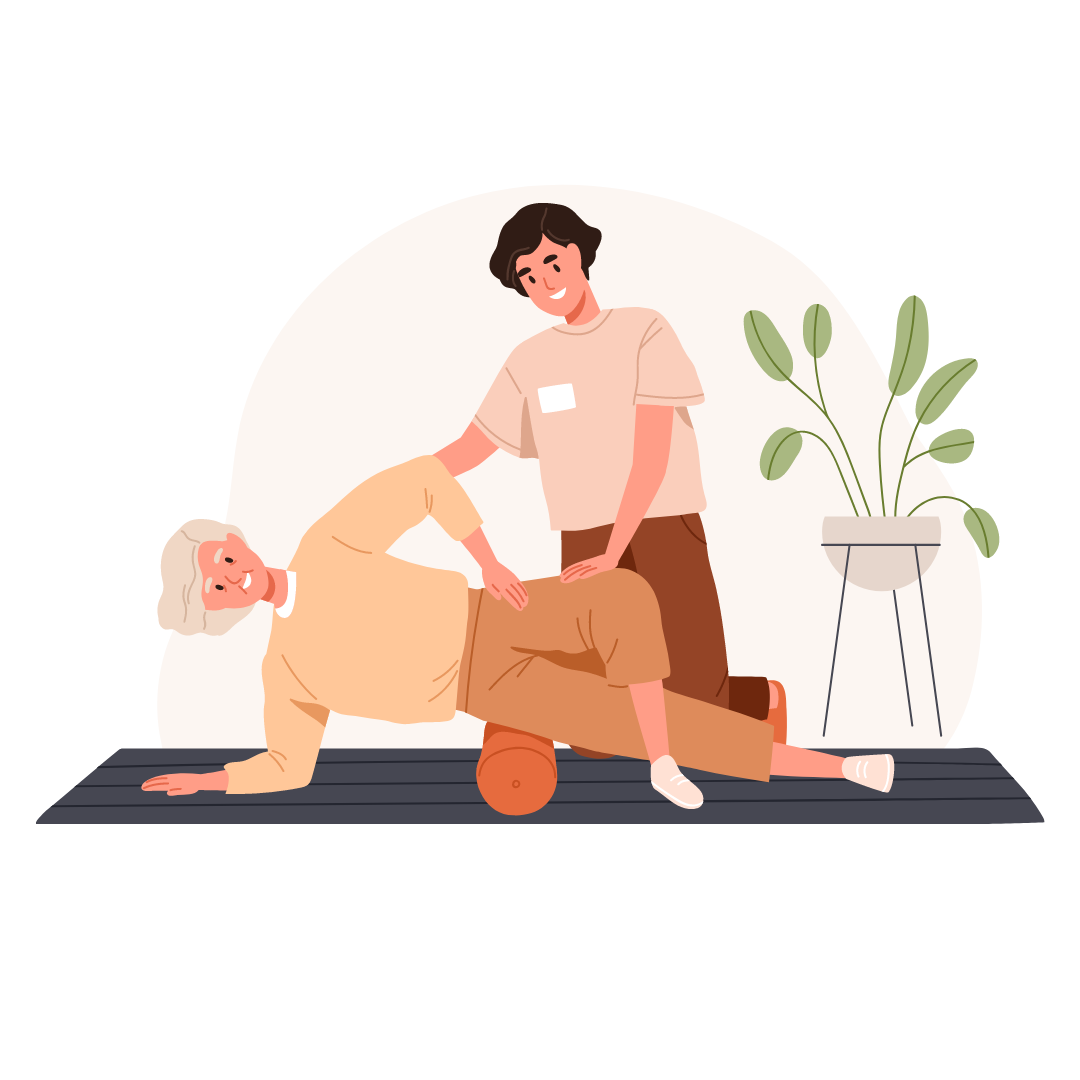 Illustration zur manuellen Therapie Frau bei Physiotherapie auf der Liege